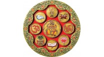 Ganesha Shubhchinha Showpiece - 9 inches  (Gold Finish,Multi-color)